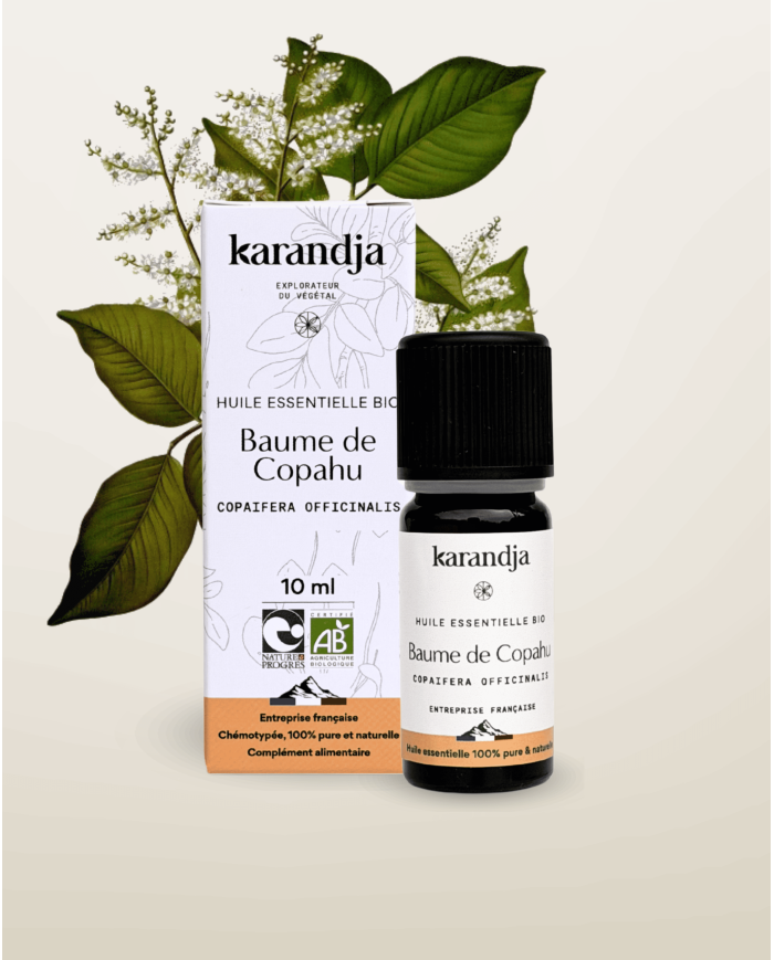 Huile essentielle BAUME DE COPAHU Bio chémotypée, 100% pure et naturelle, Karandja laboratoire.