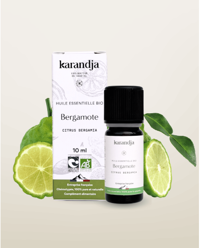 Huile essentielle BERGAMOTTE Bio chémotypée, 100% pure et naturelle, Karandja laboratoire.