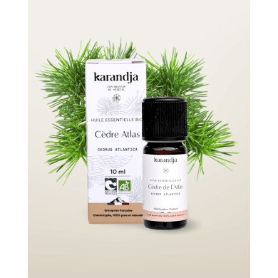 Huile essentielle CEDRE ATLAS Bio chémotypée, 100% pure et naturelle, Karandja laboratoire.