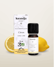 Huile essentielle CITRON Bio chémotypée, 100% pure et naturelle, Karandja laboratoire.
