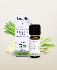 Huile essentielle CITRONNELLE DE JAVA Bio chémotypée, 100% pure et naturelle, Karandja laboratoire.