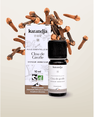 Huile essentielle CLOU DE GIROFLE Bio chémotypée, 100% pure et naturelle, Karandja laboratoire.