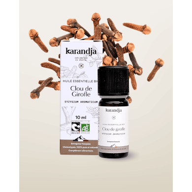 Huile essentielle CLOU DE GIROFLE Bio chémotypée, 100% pure et naturelle, Karandja laboratoire.