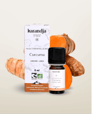 Huile essentielle CURCUMA Bio chémotypée, 100% pure et naturelle, Karandja laboratoire.