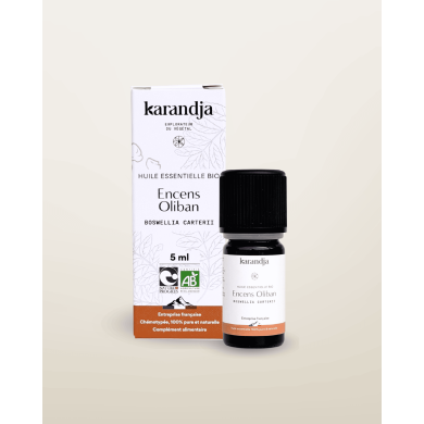 Huile essentielle ENCENS OLIBAN Bio chémotypée, 100% pure et naturelle, Karandja laboratoire.
