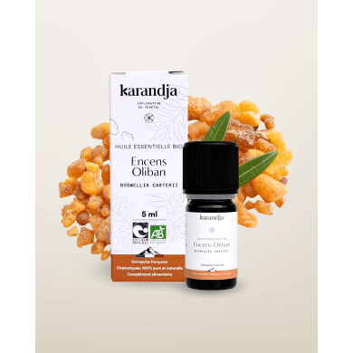 Huile essentielle ENCENS OLIBAN Bio chémotypée, 100% pure et naturelle, Karandja laboratoire.