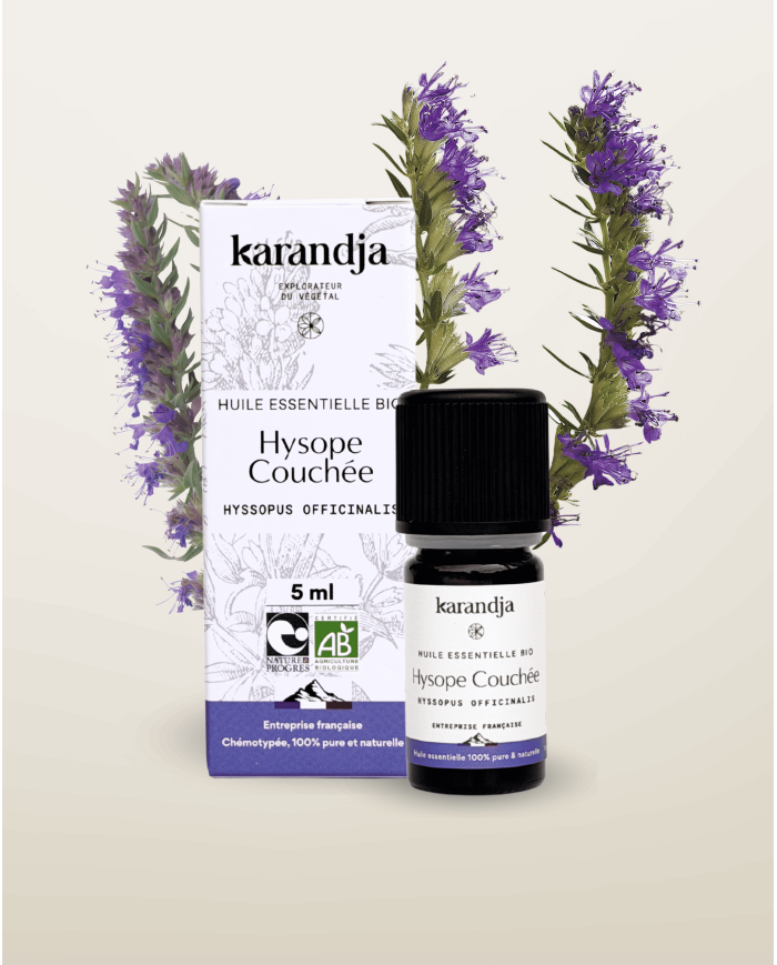 Huile essentielle HYSOPE COUCHEE Bio chémotypée, 100% pure et naturelle, Karandja laboratoire.