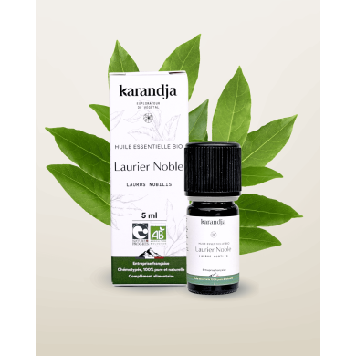 Huile essentielle LAURIER NOBLE Bio chémotypée, 100% pure et naturelle, Karandja laboratoire, origine France - Vaucluse (84).