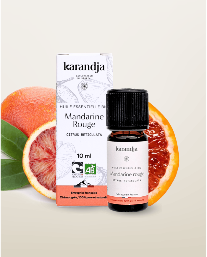Huile essentielle MANDARINE ROUGE Bio chémotypée, 100% pure et naturelle, Karandja laboratoire.