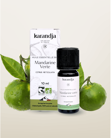 Huile essentielle MANDARINE VERTE Bio chémotypée, 100% pure et naturelle, Karandja laboratoire.