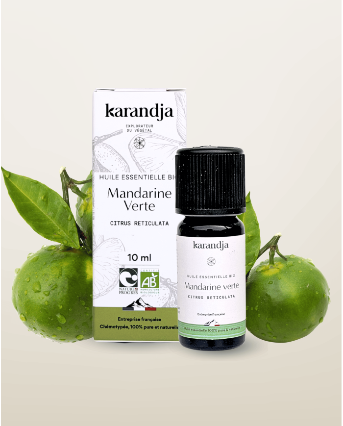 Huile essentielle MANDARINE VERTE Bio chémotypée, 100% pure et naturelle, Karandja laboratoire.