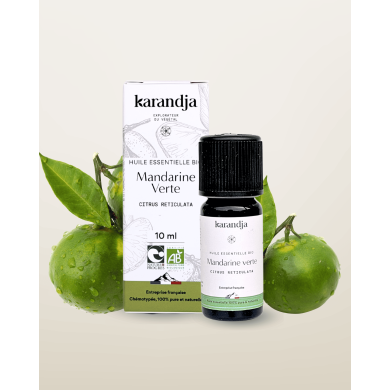 Huile essentielle MANDARINE VERTE Bio chémotypée, 100% pure et naturelle, Karandja laboratoire.