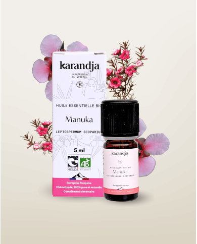 Huile essentielle MANUKA Bio chémotypée, 100% pure et naturelle, Karandja laboratoire.