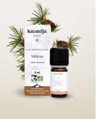 Huile essentielle MELEZE Bio chémotypée, 100% pure et naturelle, Karandja laboratoire, origine France, filière locale.