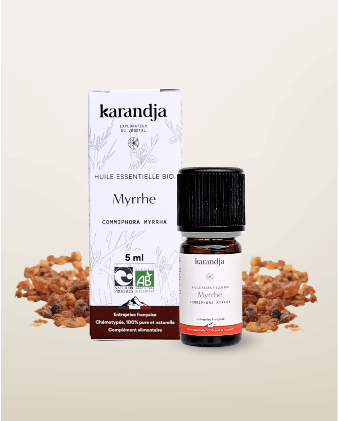 Huile essentielle MYRRHE Bio chémotypée, 100% pure et naturelle, Karandja laboratoire.