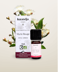 Huile essentielle MYRTE ROUGE Bio chémotypée, 100% pure et naturelle, Karandja laboratoire.
