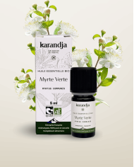 Huile essentielle MYRTE VERTE Bio chémotypée, 100% pure et naturelle, Karandja laboratoire.