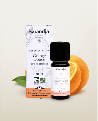 Huile essentielle ORANGE DOUCE Bio chémotypée, 100% pure et naturelle, Karandja laboratoire.