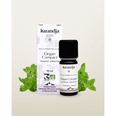 Huile essentielle ORIGAN COMPACT Bio chémotypée, 100% pure et naturelle, Karandja laboratoire.