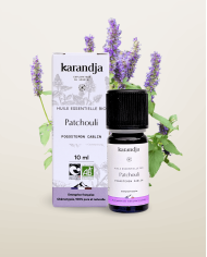 Huile essentielle PATCHOULI Bio chémotypée, 100% pure et naturelle, Karandja laboratoire.