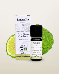 Huile essentielle PETIT GRAIN COMBAVA Bio chémotypée, 100% pure et naturelle, Karandja laboratoire.