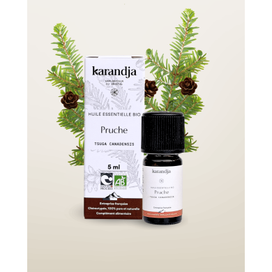 Huile essentielle PRUCHE Bio chémotypée, 100% pure et naturelle, Karandja laboratoire.