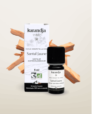 Huile essentielle SANTAL JAUNE Bio chémotypée, 100% pure et naturelle, Karandja laboratoire.