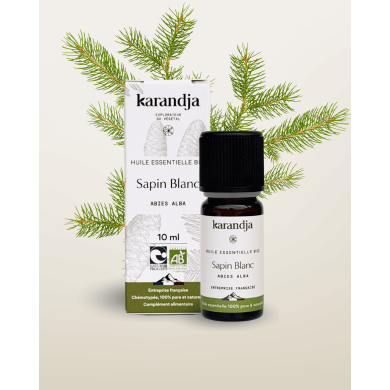 Huile essentielle SAPIN BLANC Bio chémotypée, 100% pure et naturelle, Karandja laboratoire.