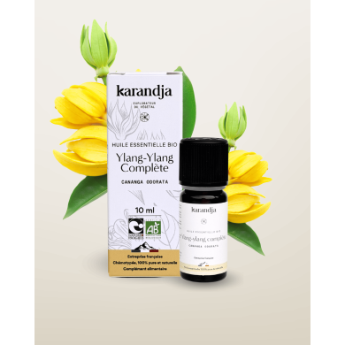 Huile essentielle YLANG-YLANG COMPLETE Bio chémotypée, 100% pure et naturelle, Karandja laboratoire.