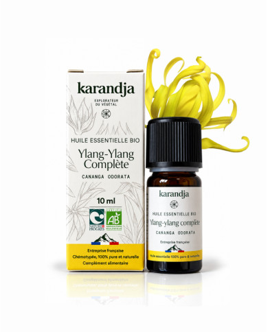 Huile essentielle YLANG-YLANG COMPLETE Bio chémotypée, 100% pure et naturelle, Karandja laboratoire.