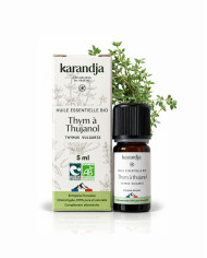 Huile essentielle THYM THUJANOL Bio chémotypée, 100% pure et naturelle, origine France (Hautes-Alpes), Karandja laboratoire.