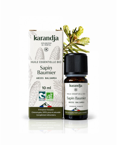 Huile essentielle SAPIN BAUMIER Bio chémotypée, 100% pure et naturelle, Karandja laboratoire.