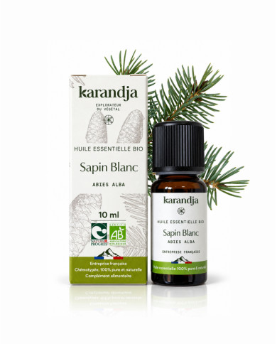 Huile essentielle SAPIN BLANC Bio chémotypée, 100% pure et naturelle, Karandja laboratoire.