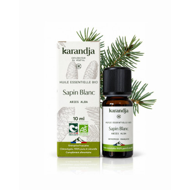 Huile essentielle SAPIN BLANC Bio chémotypée, 100% pure et naturelle, Karandja laboratoire.