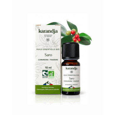 Huile essentielle SARO Bio chémotypée, 100% pure et naturelle, Karandja laboratoire.