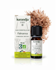 Huile essentielle PALMAROSA Bio chémotypée, 100% pure et naturelle, Karandja laboratoire.