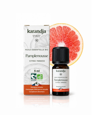 Huile essentielle PAMPLEMOUSSE Bio chémotypée, 100% pure et naturelle, Karandja laboratoire.