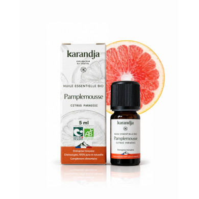 Huile essentielle PAMPLEMOUSSE Bio chémotypée, 100% pure et naturelle, Karandja laboratoire.