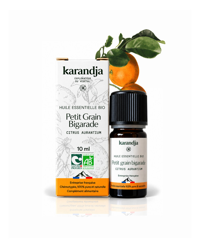 Huile essentielle PETIT GRAIN BIAGARDE Bio chémotypée, 100% pure et naturelle, Karandja laboratoire.
