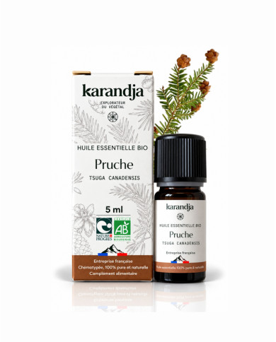 Huile essentielle PRUCHE Bio chémotypée, 100% pure et naturelle, Karandja laboratoire.