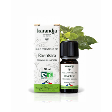 Huile essentielle RAVINTSARA Bio chémotypée, 100% pure et naturelle, Karandja laboratoire.