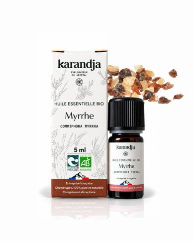 Huile essentielle MYRRHE Bio chémotypée, 100% pure et naturelle, Karandja laboratoire.
