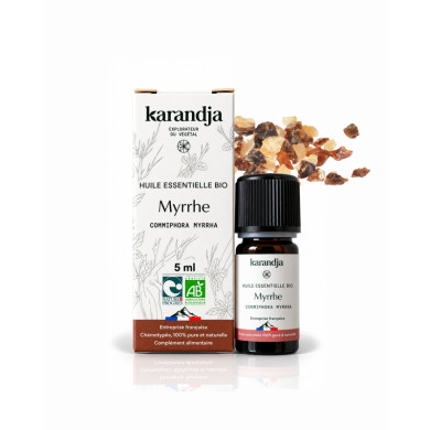 Huile essentielle MYRRHE Bio chémotypée, 100% pure et naturelle, Karandja laboratoire.