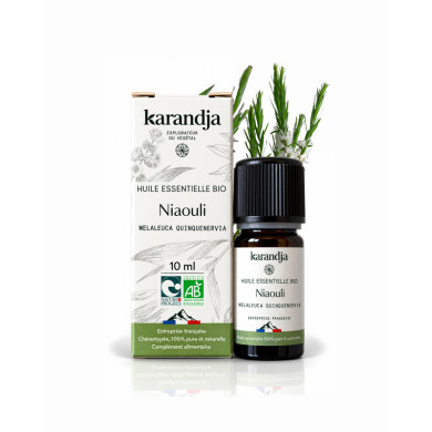 Huile essentielle NIAOULI Bio chémotypée, 100% pure et naturelle, Karandja laboratoire.