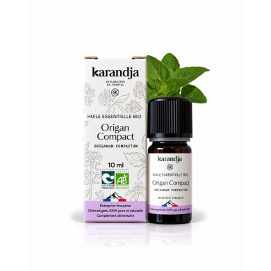Huile essentielle ORIGAN COMPACT Bio chémotypée, 100% pure et naturelle, Karandja laboratoire.