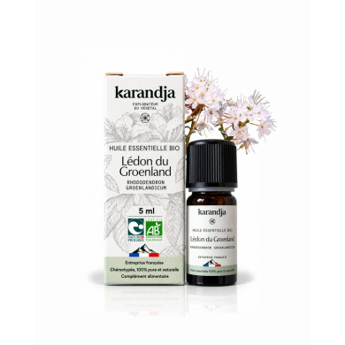 Huile essentielle LEDON DU GROENLAND Bio chémotypée, 100% pure et naturelle, Karandja laboratoire.
