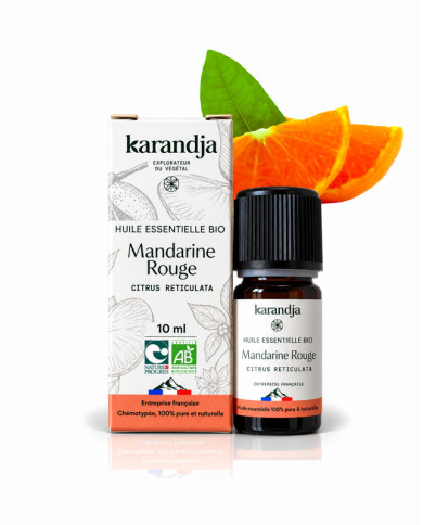 Huile essentielle MANDARINE ROUGE Bio chémotypée, 100% pure et naturelle, Karandja laboratoire.
