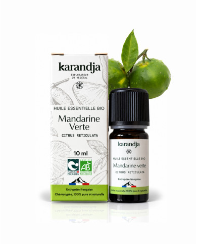 Huile essentielle MANDARINE VERTE Bio chémotypée, 100% pure et naturelle, Karandja laboratoire.