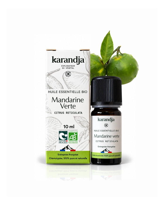 Huile essentielle MANDARINE VERTE Bio chémotypée, 100% pure et naturelle, Karandja laboratoire.