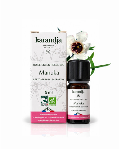 Huile essentielle MANUKA Bio chémotypée, 100% pure et naturelle, Karandja laboratoire.